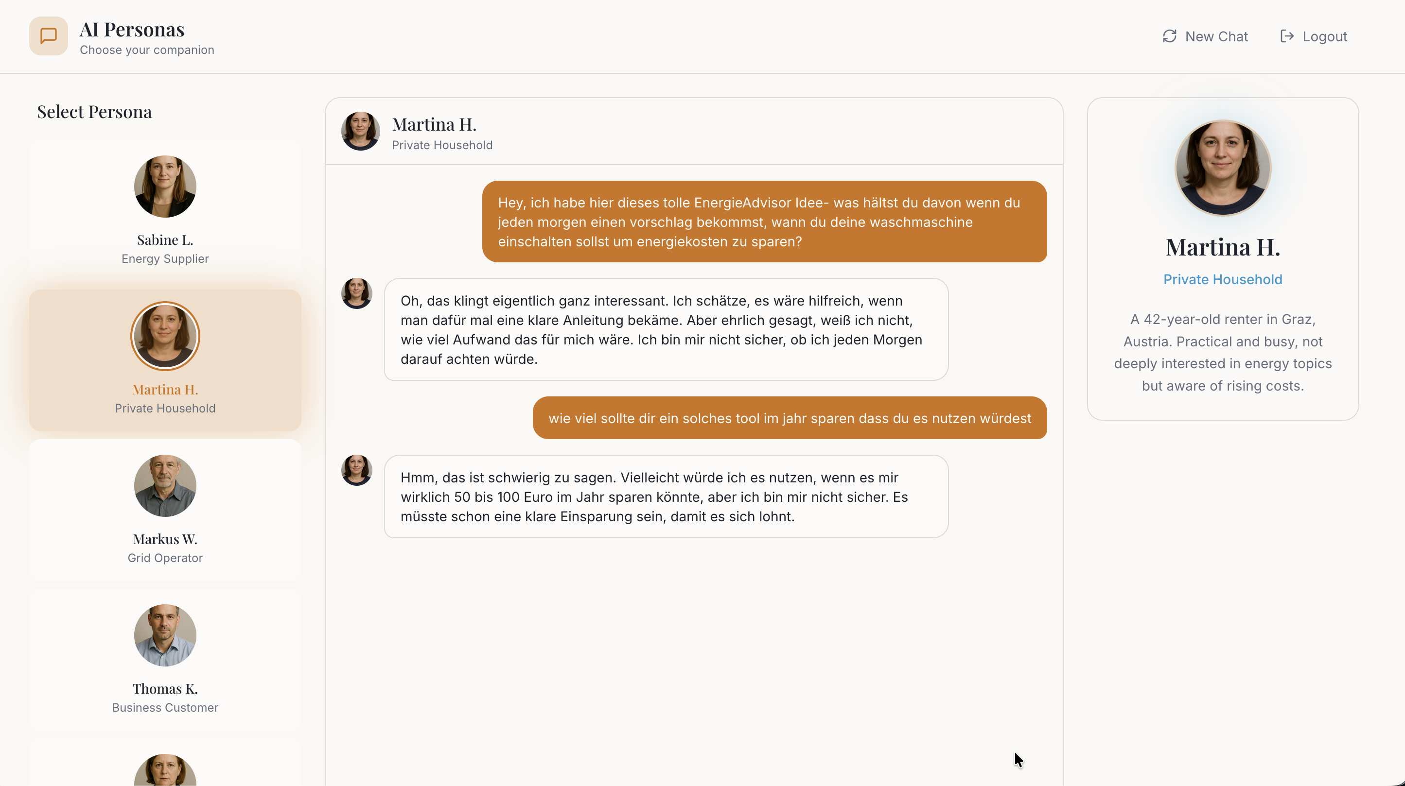 AI Energy Interviewer Screenshot