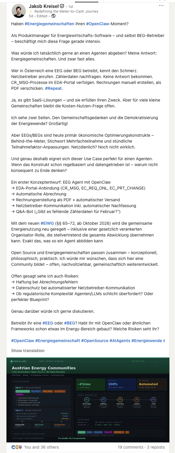 LinkedIn Post Jakob Kreisel