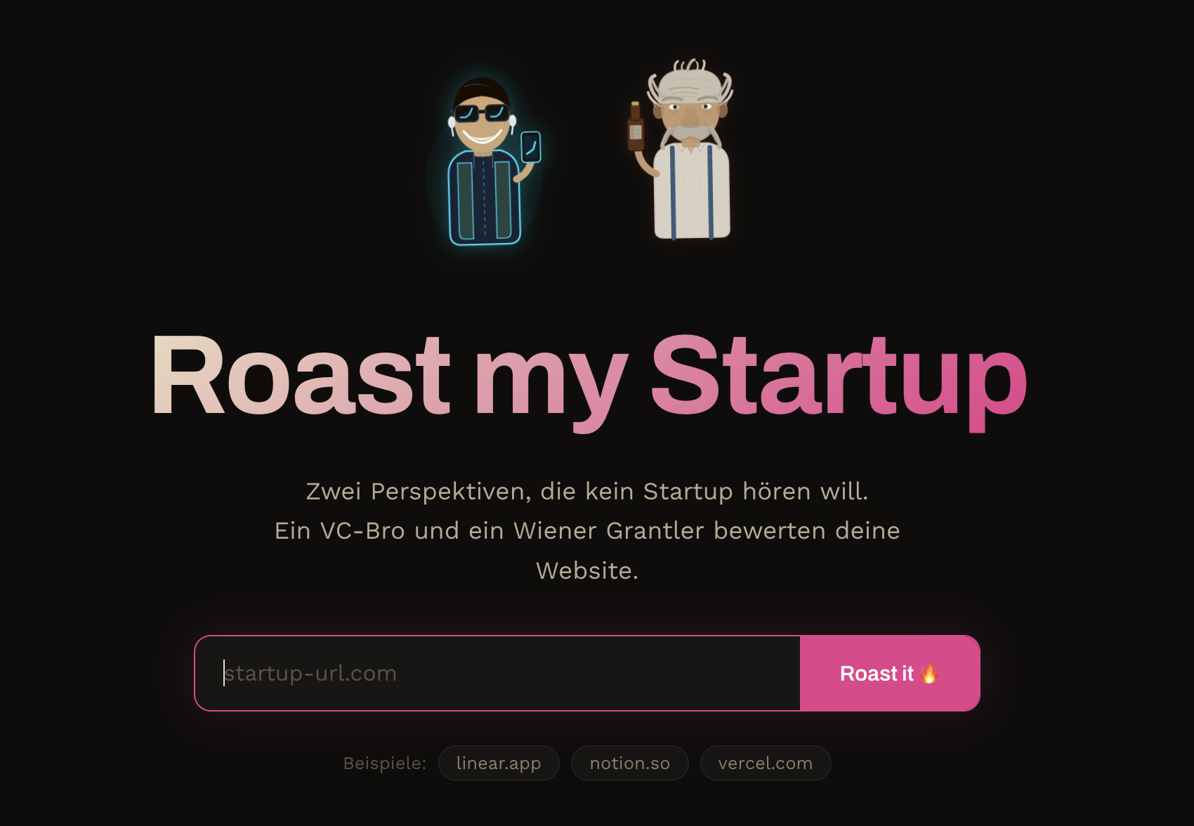 Landing Page — Roast my Startup